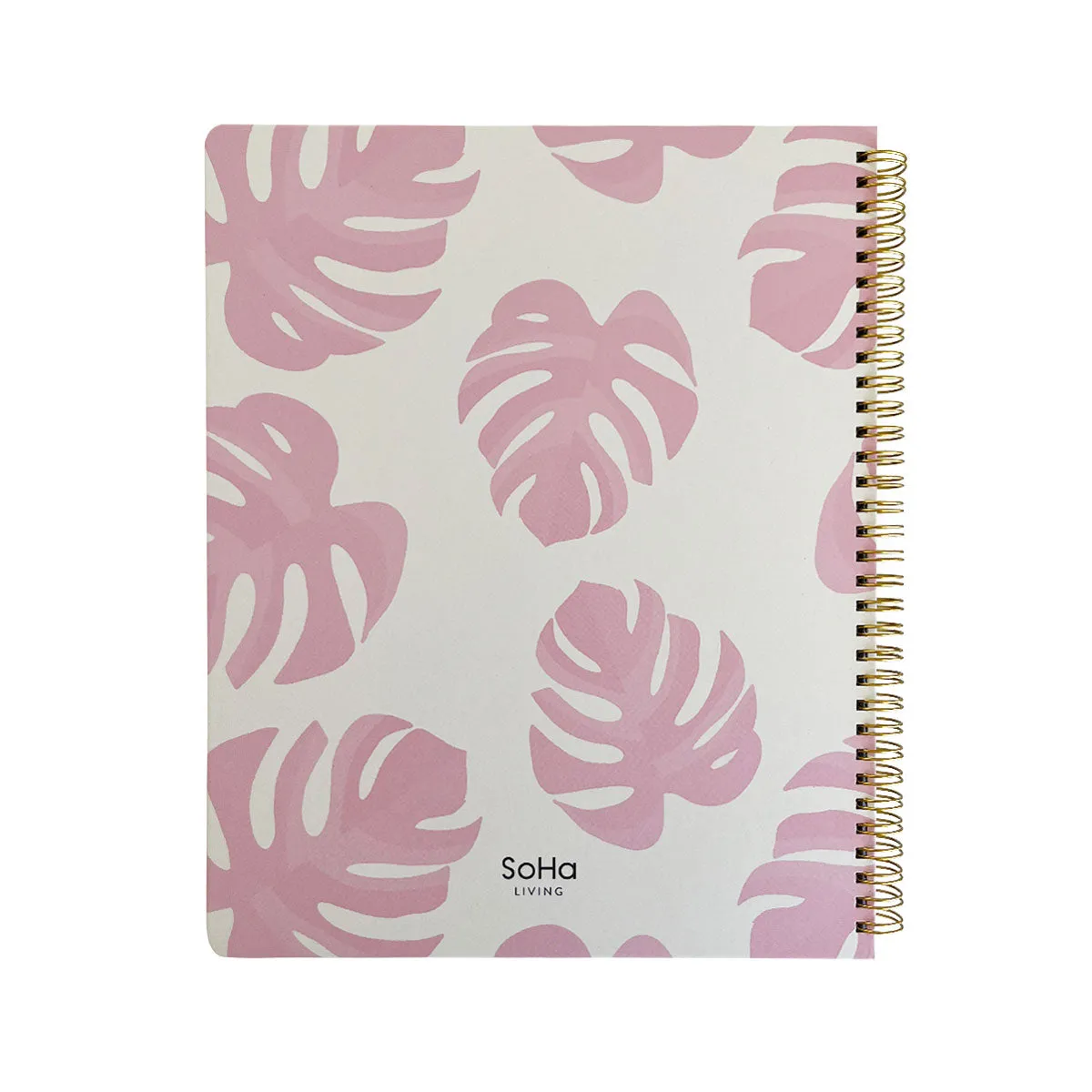 Monstera Pink Yellow Spiral Notebook