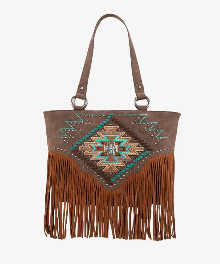 Montana West Aztec Fringe Concealed Carry Tote Bag