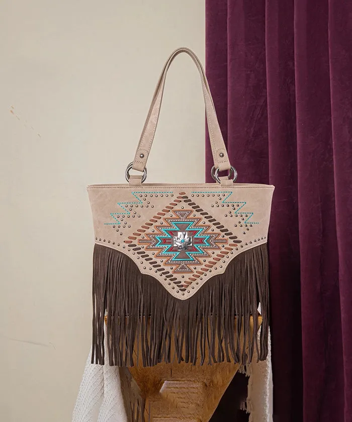 Montana West Aztec Fringe Concealed Carry Tote Bag