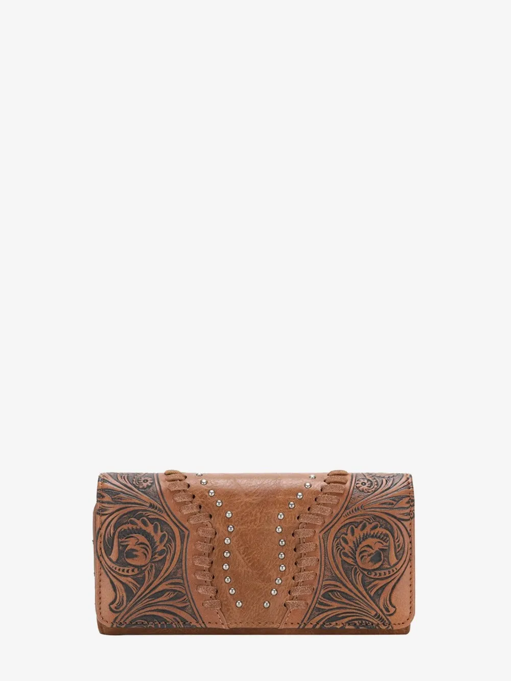 Montana West Brown Vintage Floral Tooled Crossbody Saddle Bag