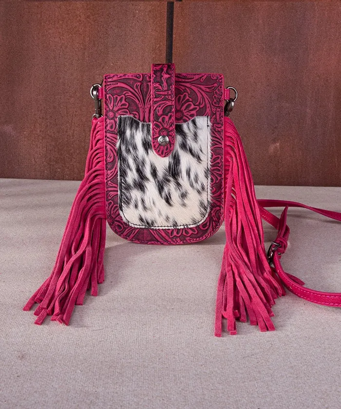 Montana West Hair-On Cowhide Fringe Phone Purse