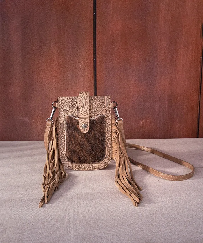 Montana West Hair-On Cowhide Fringe Phone Purse