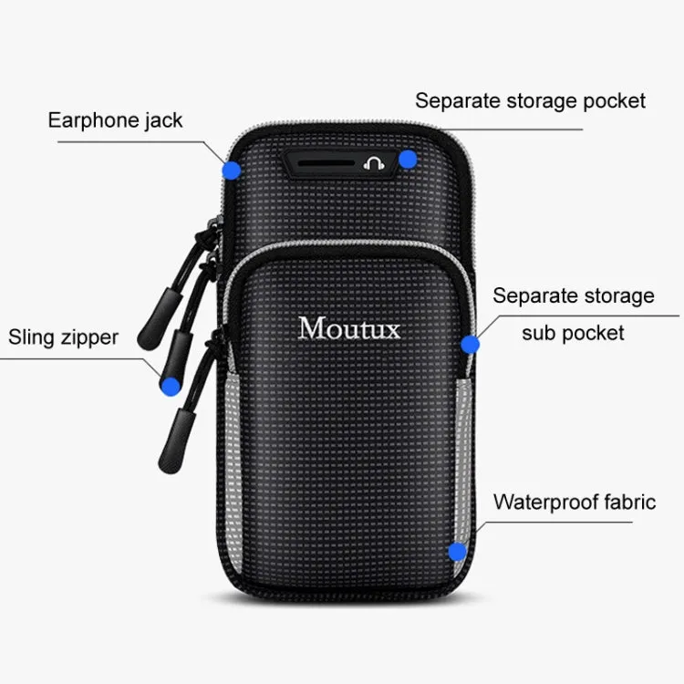 Moutux Outdoor Running Cell Phone Arm Bag Unisex Waterproof Sport Armband(Blue)