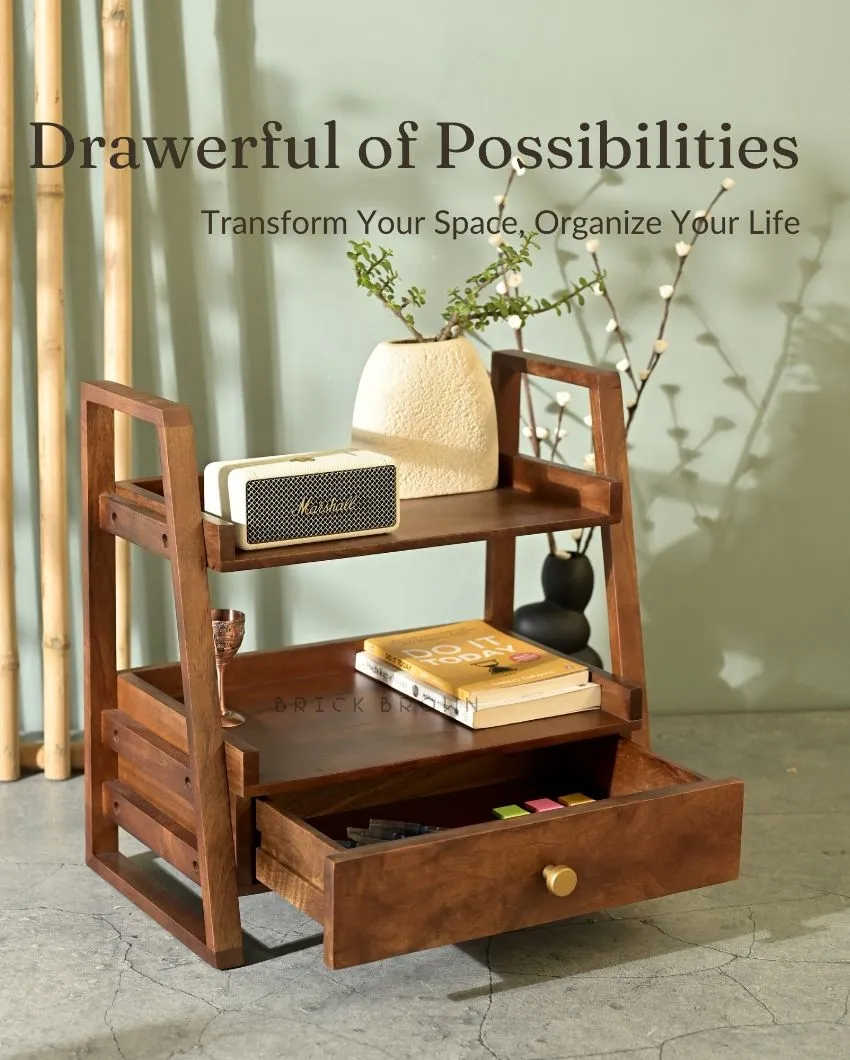 Multi-Purpose Wooden Organizer With Drawer | 18 x 10 x 18 inches