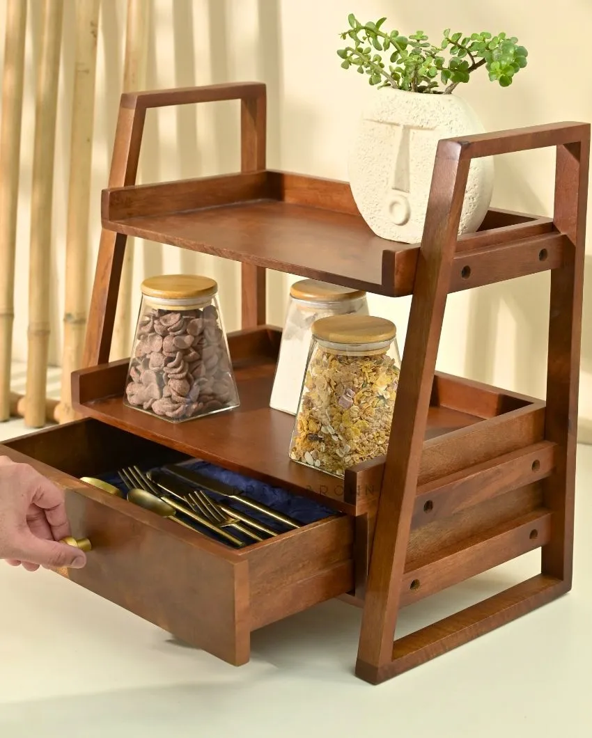 Multi-Purpose Wooden Organizer With Drawer | 18 x 10 x 18 inches