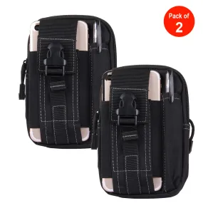 Multifunctional Outdoor Travelling Waist Bag Protective Case Card Pocket Wallet with Belt Bandage Binding Tape (pack of 2) - Black