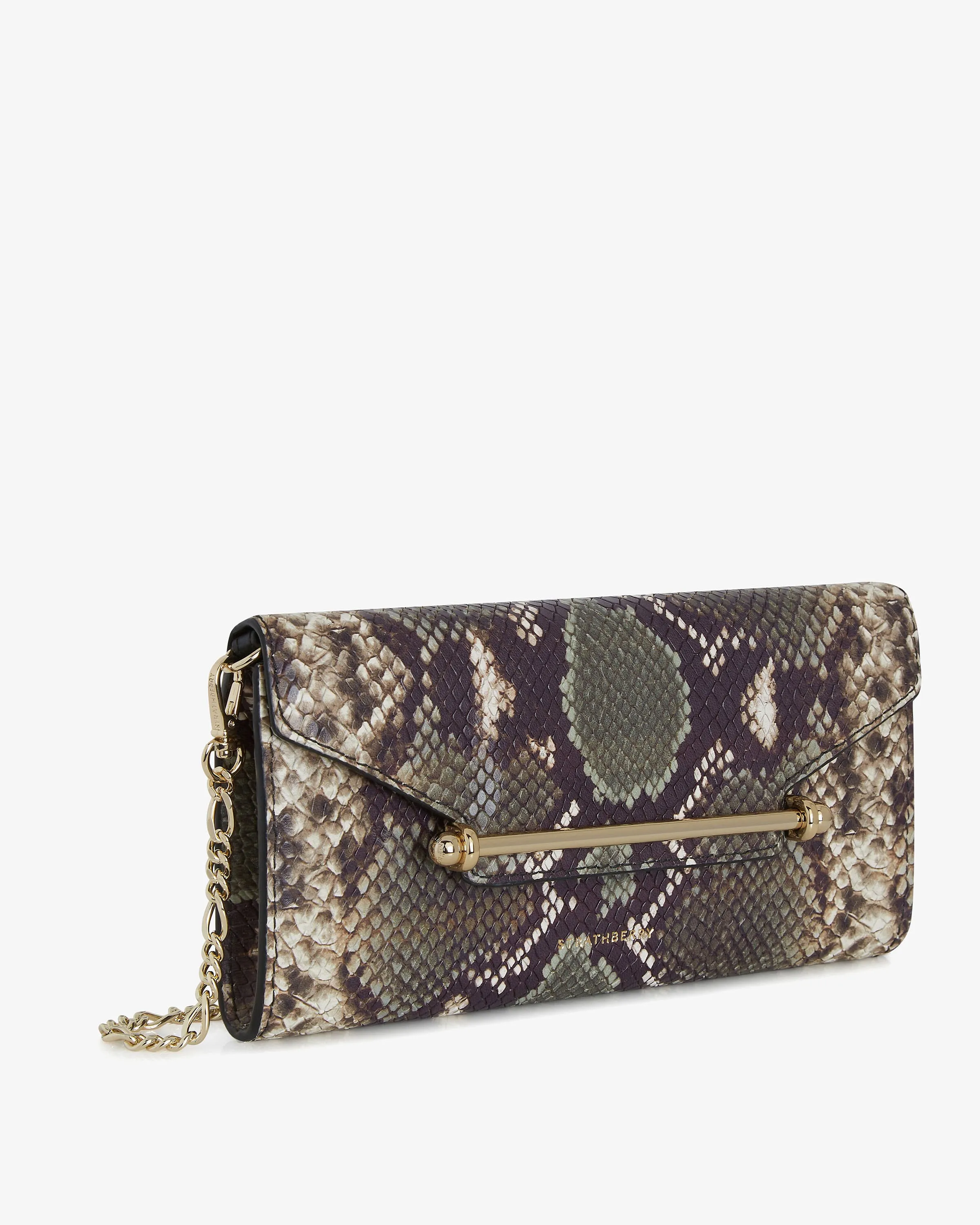 Multrees Chain Wallet - Snake-Embossed Leather Slate Green