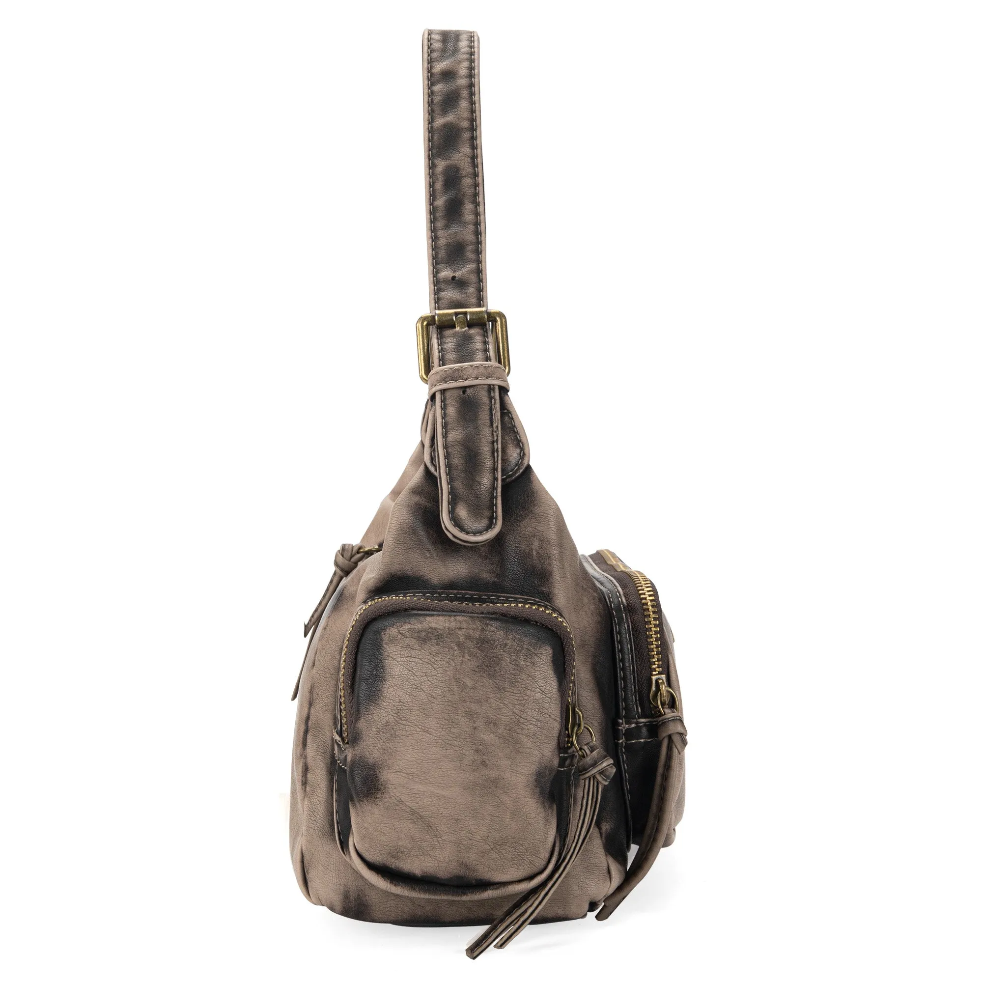 MWC-223 Montana West Stone Wash Hobo/Crossbody - Coffee