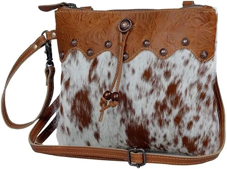 Myra Bag Small Zip Top Brown Cow