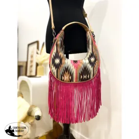 New! Aztec Crescent Bag / PINK