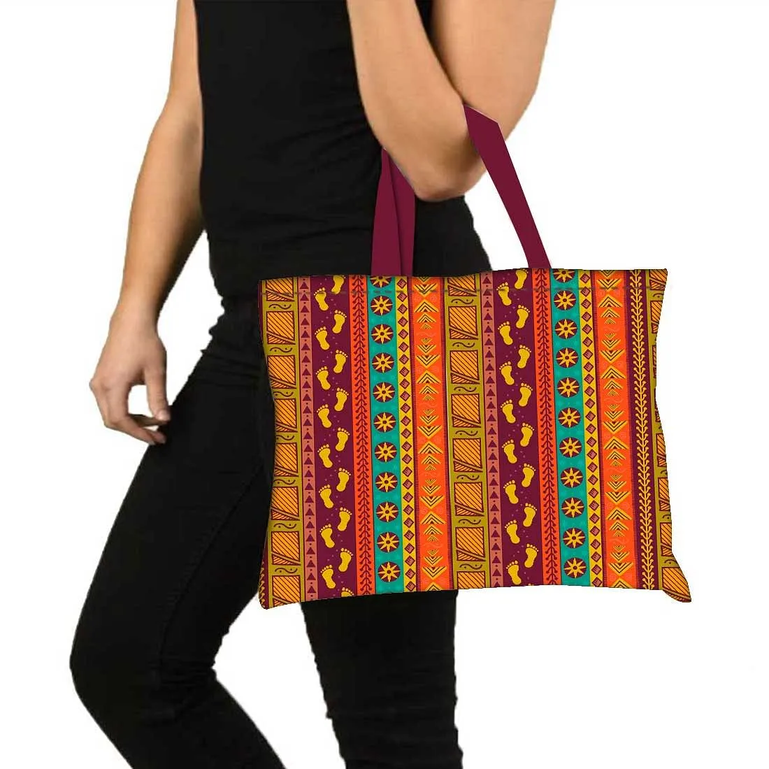 Nutcase Designer Tote Bag for Women Gym Beach Travel Shopping Fashion Bags with Zip Closure - Ethnic Designer