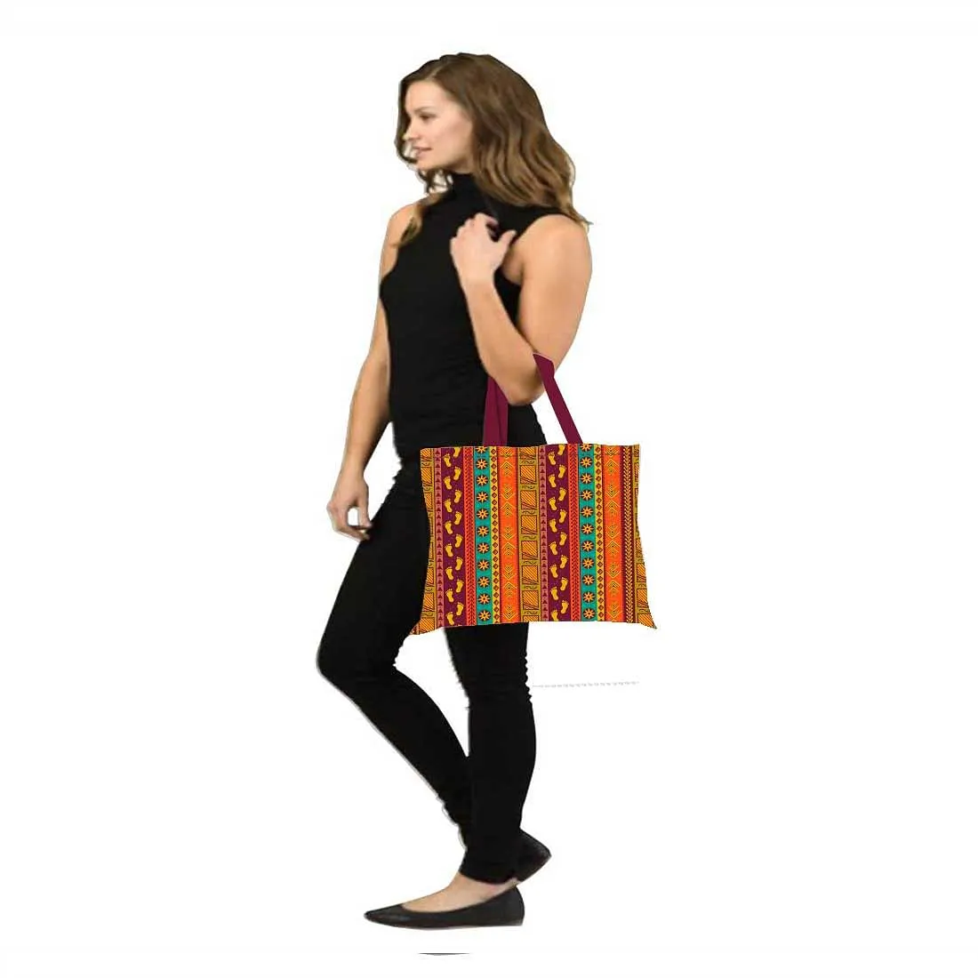 Nutcase Designer Tote Bag for Women Gym Beach Travel Shopping Fashion Bags with Zip Closure - Ethnic Designer