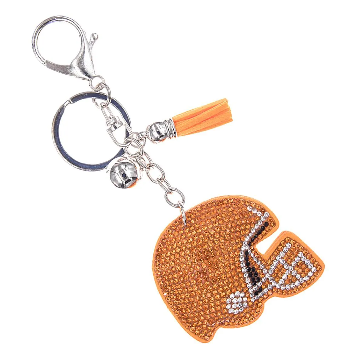 Orange Football Helmet Keychain Bag Charm