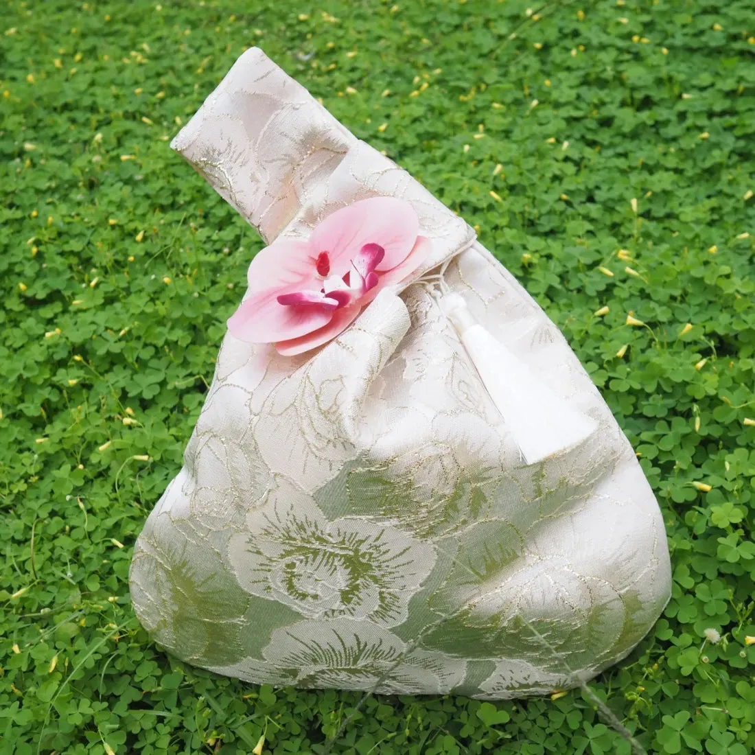 Orchid Elegance Cream Knot Bag