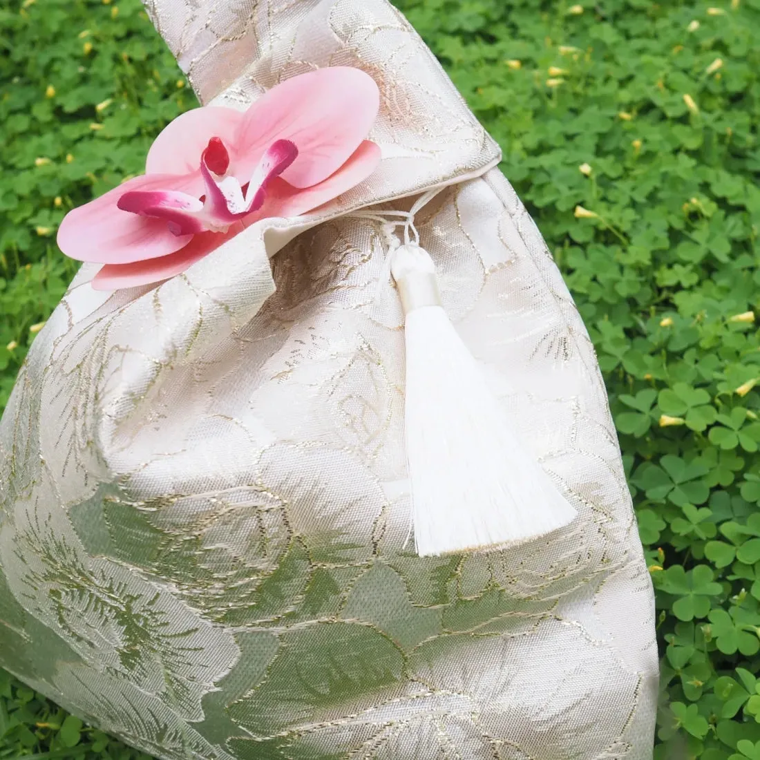 Orchid Elegance Cream Knot Bag