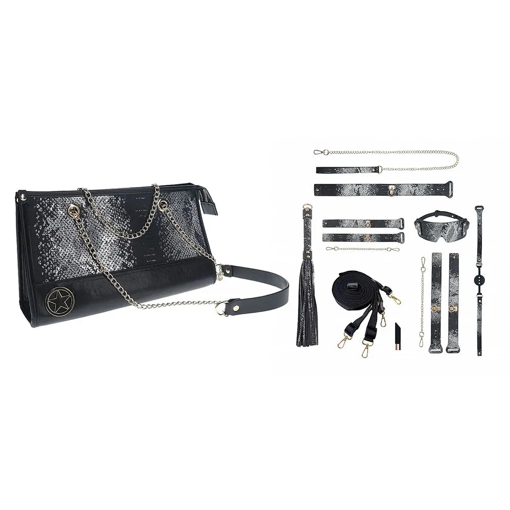 OUCH! Florence Collection - Kit with Bag - Black Bondage Set with Bag - 8 Piece Kit