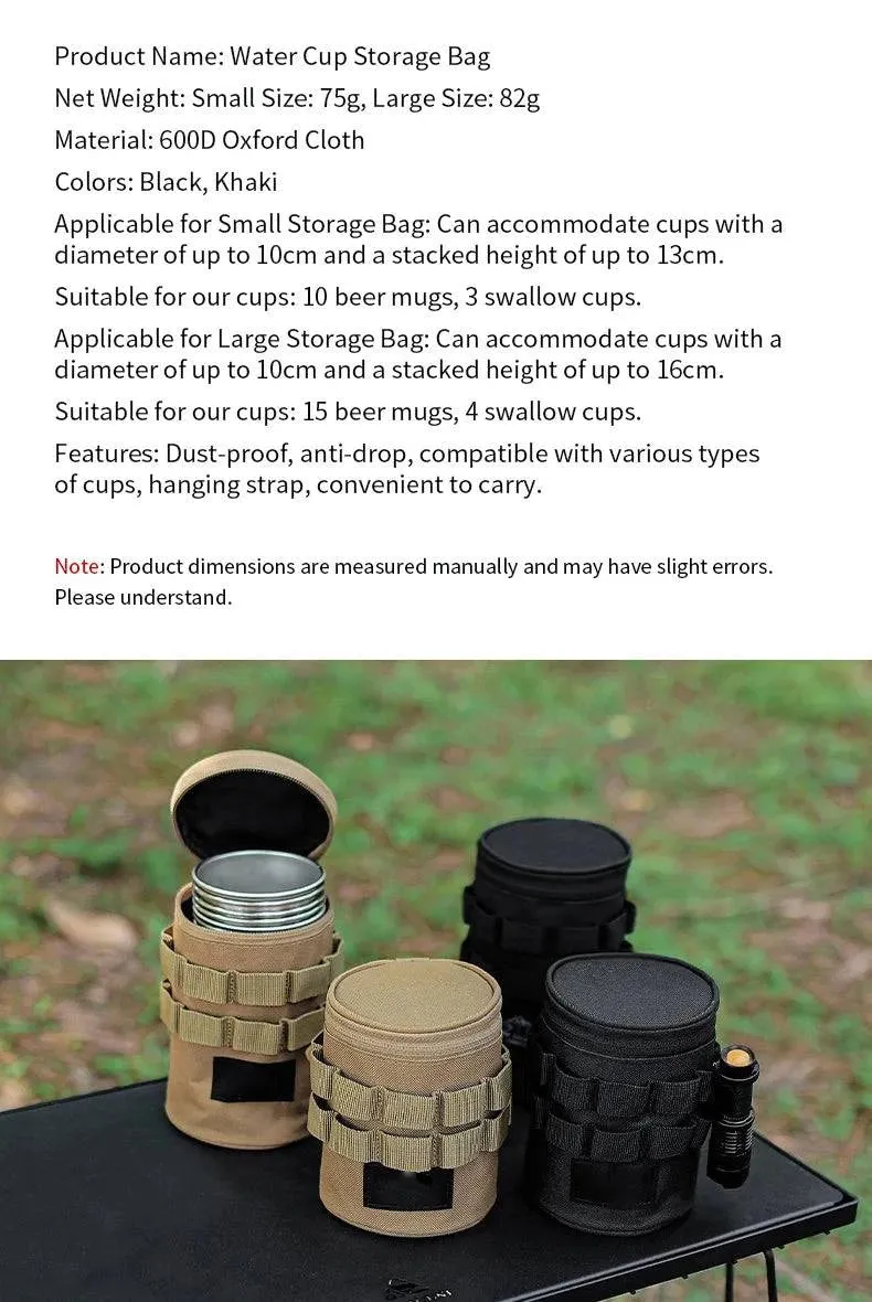 Outdoor Camping Water Cup Storage Bag Tactical Multi-Functional Storage Bag 600D Oxford Cloth Portable Water Cup Protection Bag