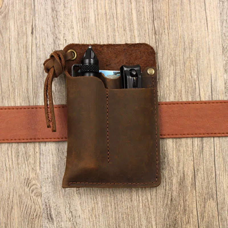 Outdoor Carry Handy Portable EDC Leather Belt Bag