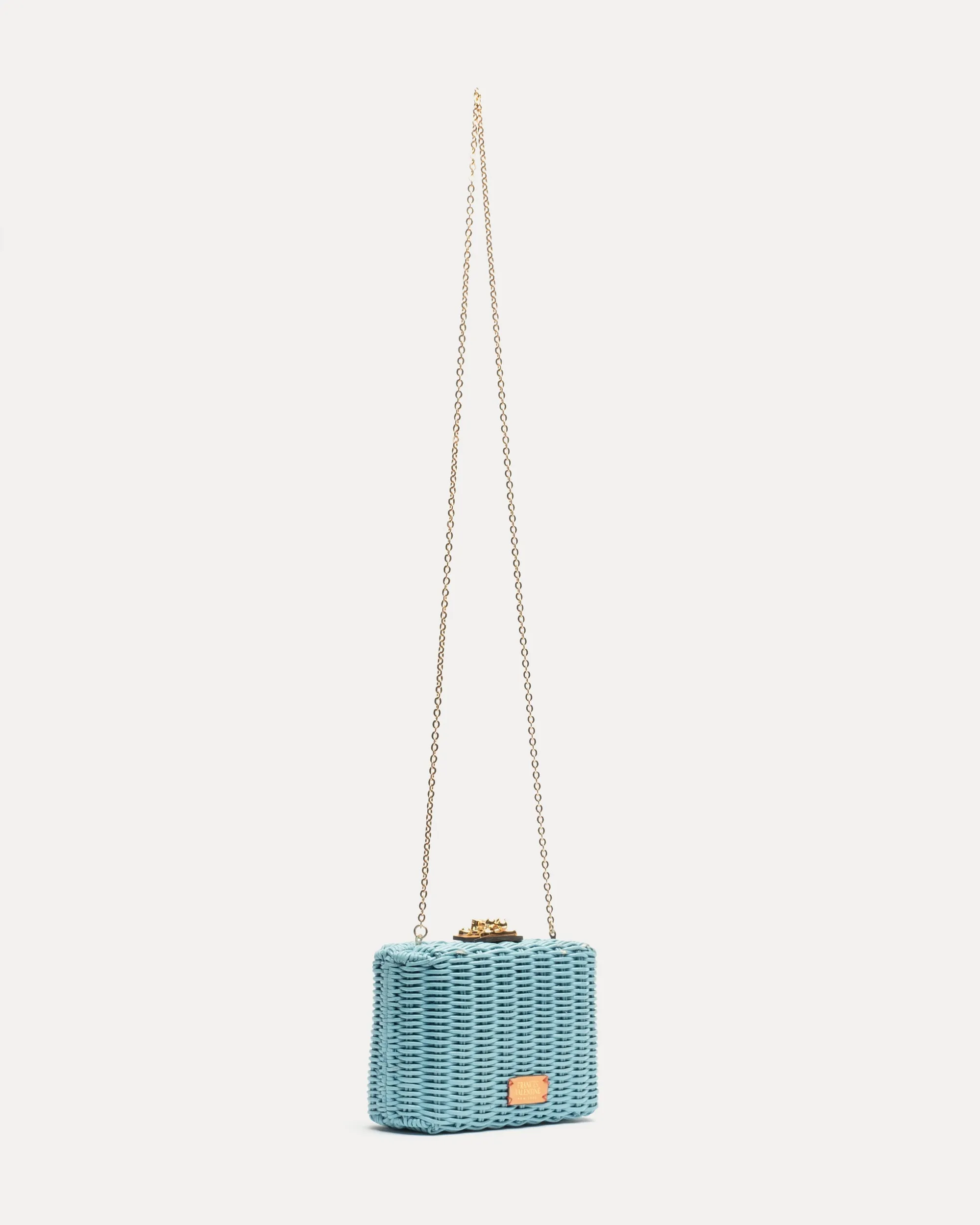 Paige Wicker Box Clutch Light Blue