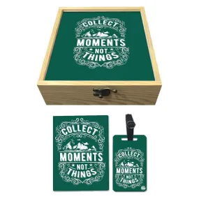 Passport Cover Luggage Tag Wooden Gift Box Set - Collect Moments