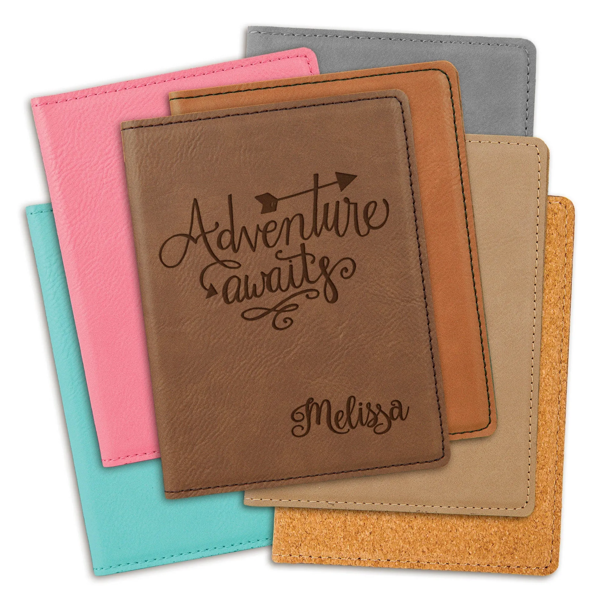 Passport Holders - Personalized Engraved Passport Cover - Adventure Awaits Custom Gift for Traveler