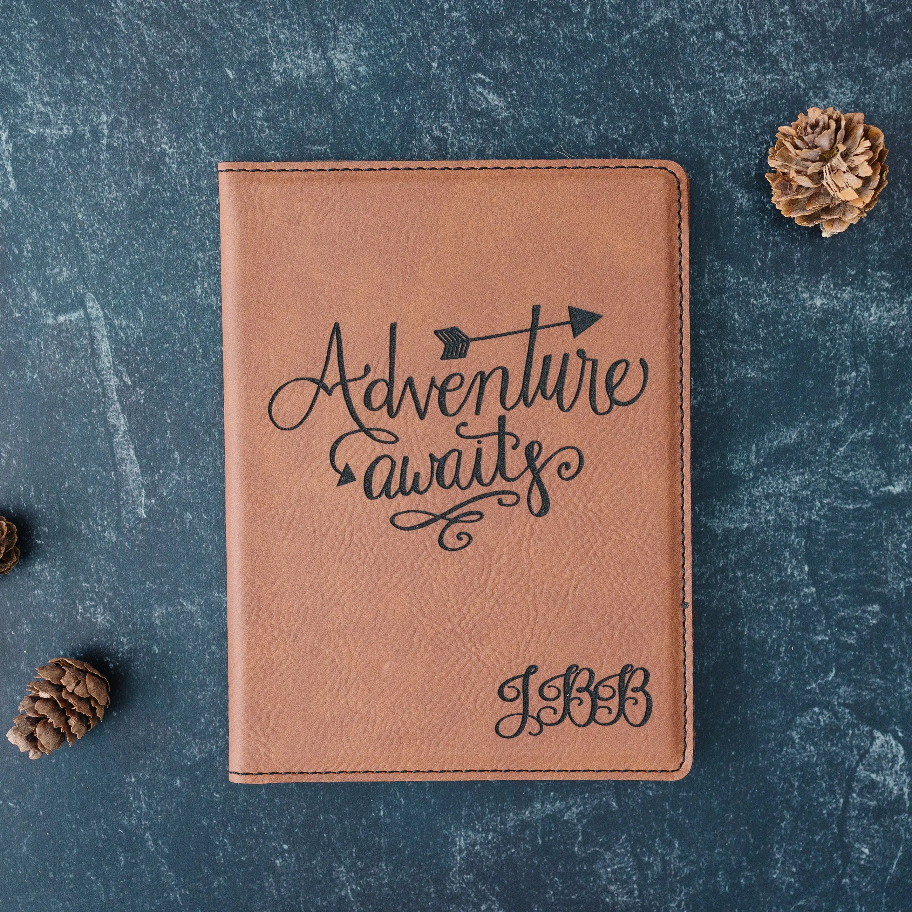 Passport Holders - Personalized Engraved Passport Cover - Adventure Awaits Custom Gift for Traveler