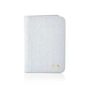 Personalised Leather Passport Cover - Grey Croc