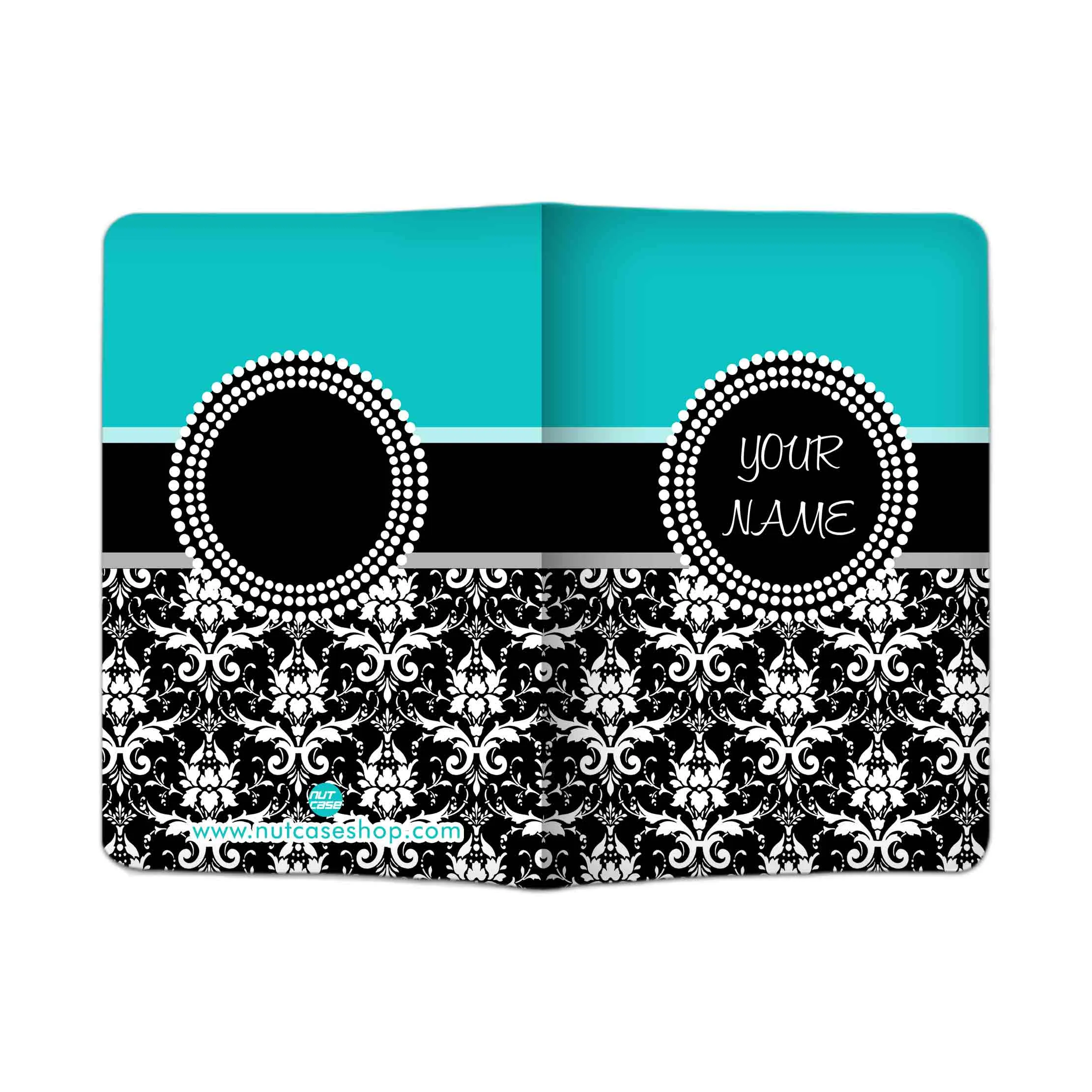 Personalized Passport Cover Travel Luggage Tag - Damask Blue