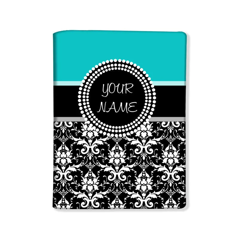 Personalized Passport Cover Travel Luggage Tag - Damask Blue