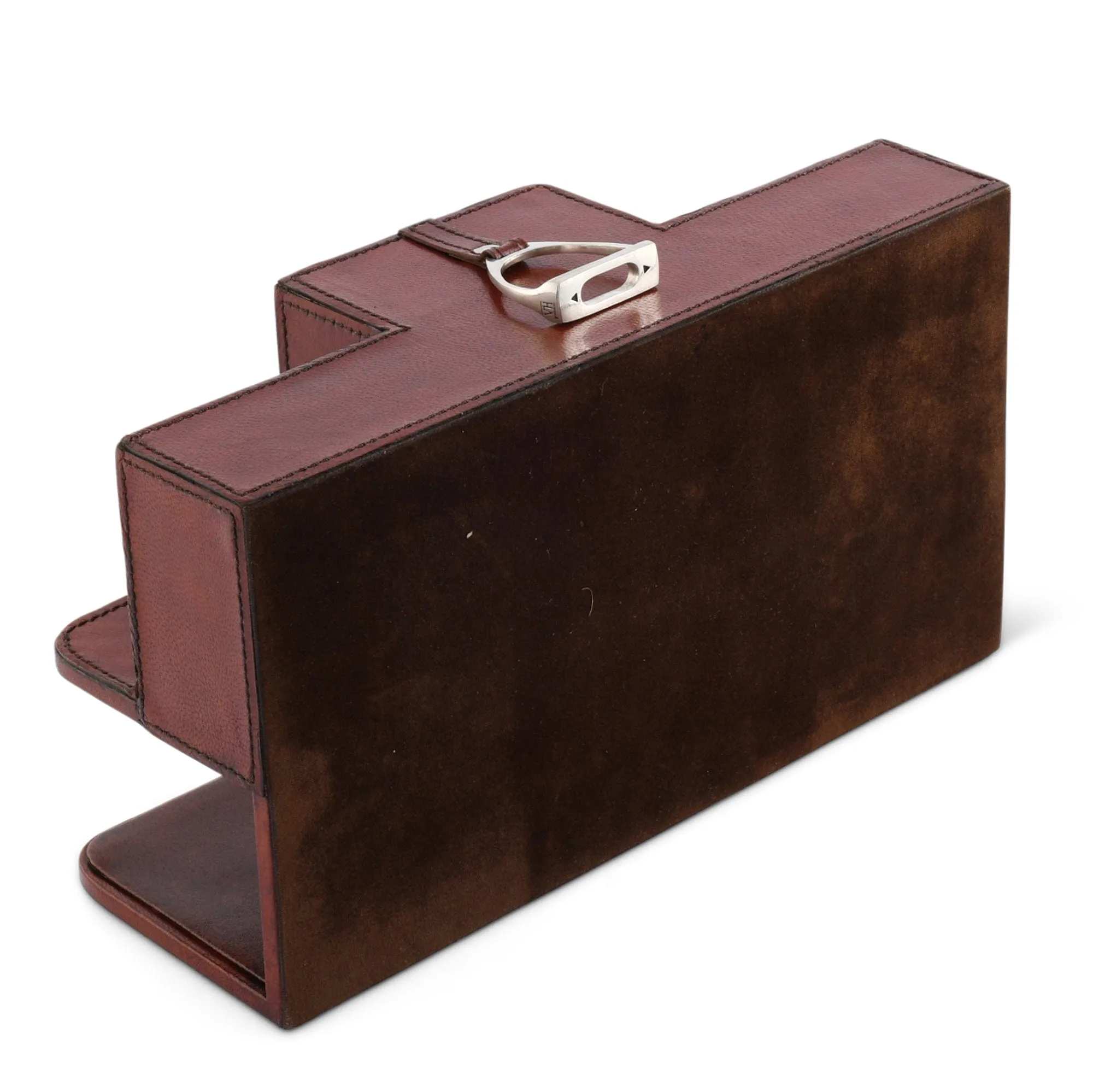 Premium Genuine Leather Stirrup Desk Organizer for Office