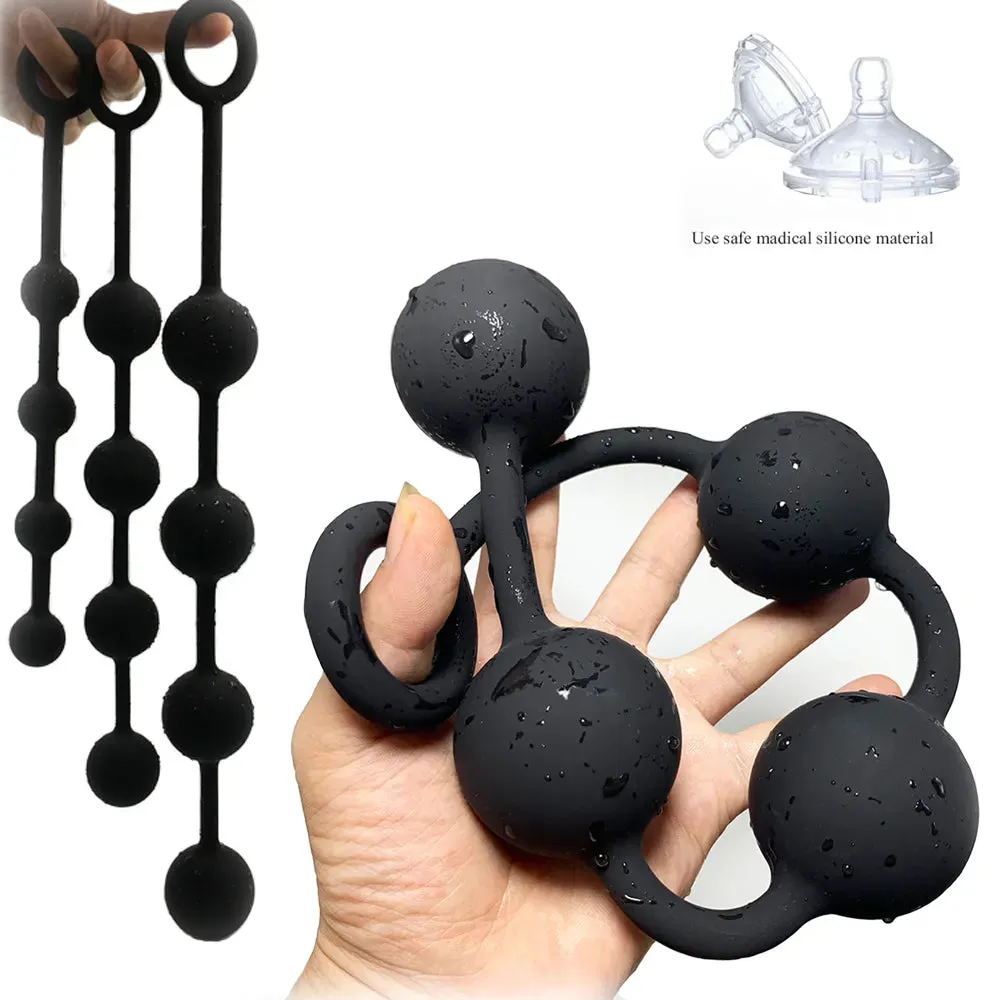 Premium Silicone Anal Beads - Large Bead Butt Plug Set for Intense Pleasure