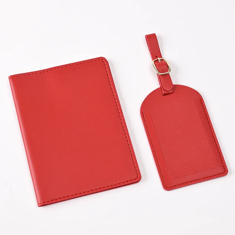 Pu Leather Bronzing Design Passport Holder Luggage Tag Suit Passport Case