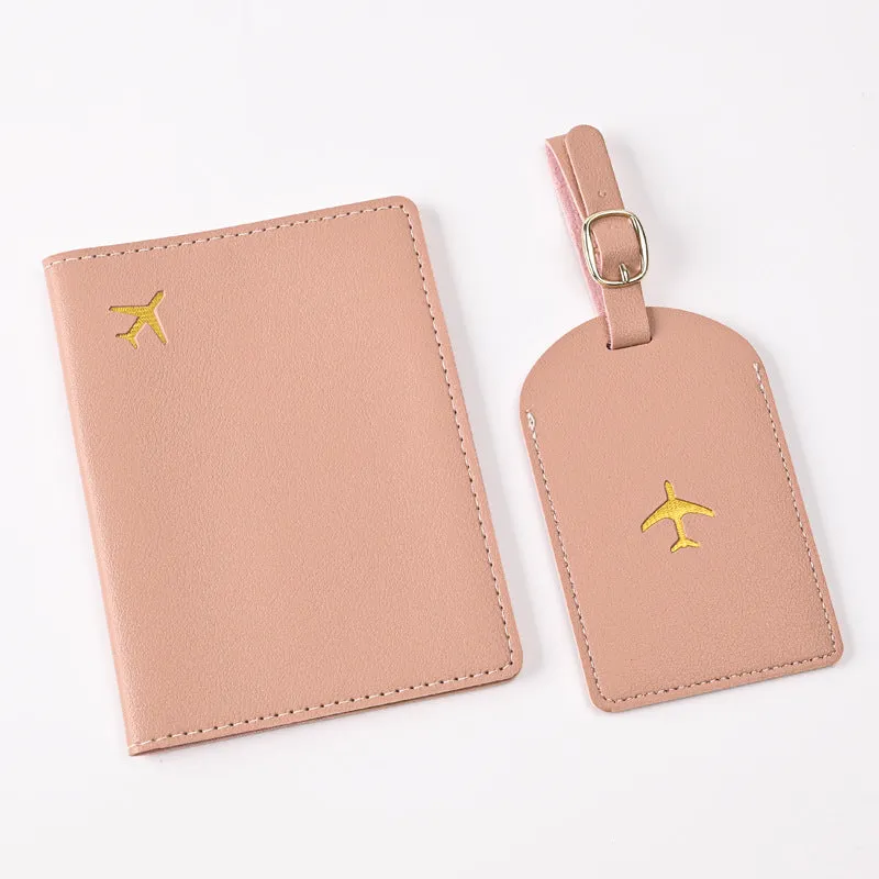 Pu Leather Bronzing Design Passport Holder Luggage Tag Suit Passport Case