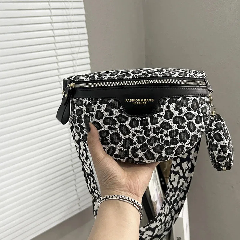 Retro Leopard Print Casual Chest Pack Waist Bags