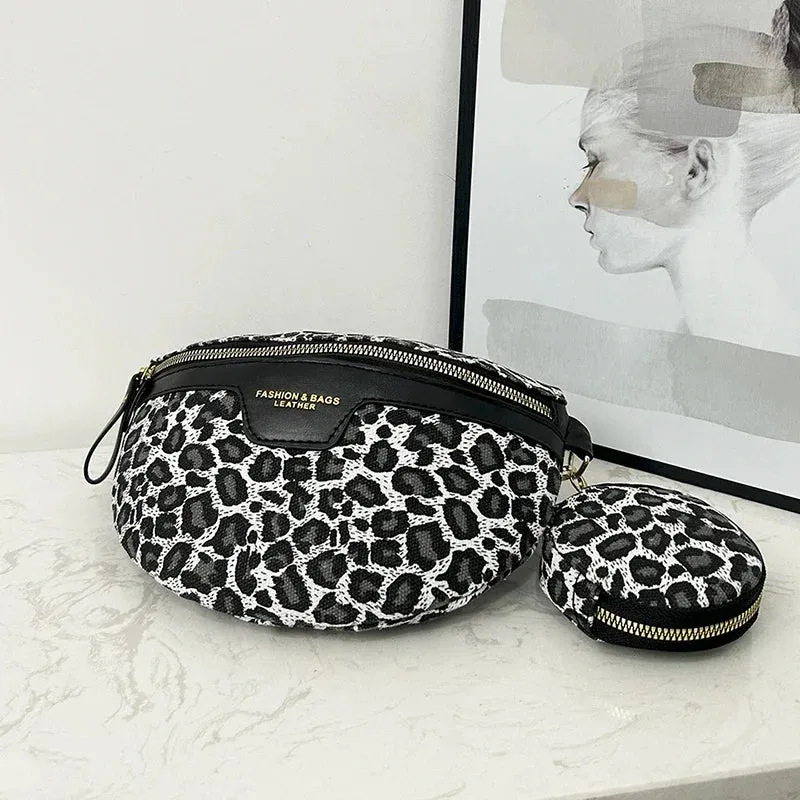 Retro Leopard Print Casual Chest Pack Waist Bags