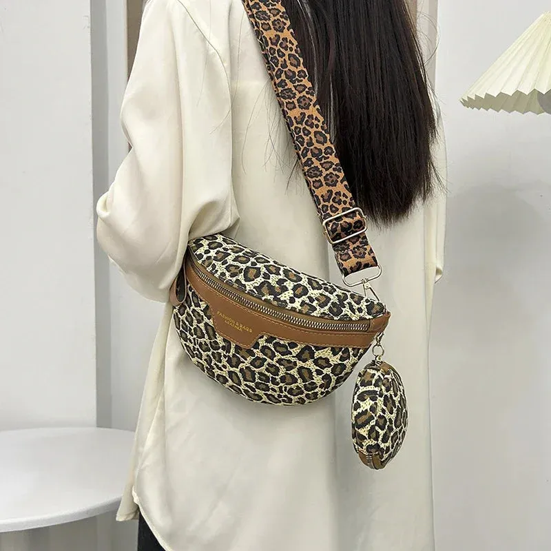 Retro Leopard Print Casual Chest Pack Waist Bags