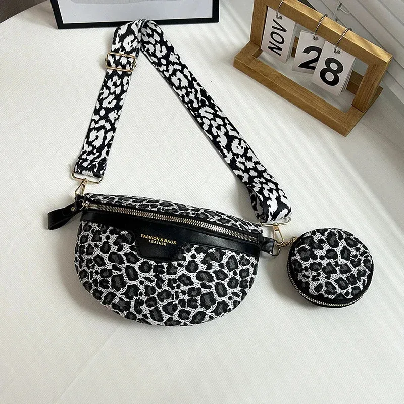 Retro Leopard Print Casual Chest Pack Waist Bags