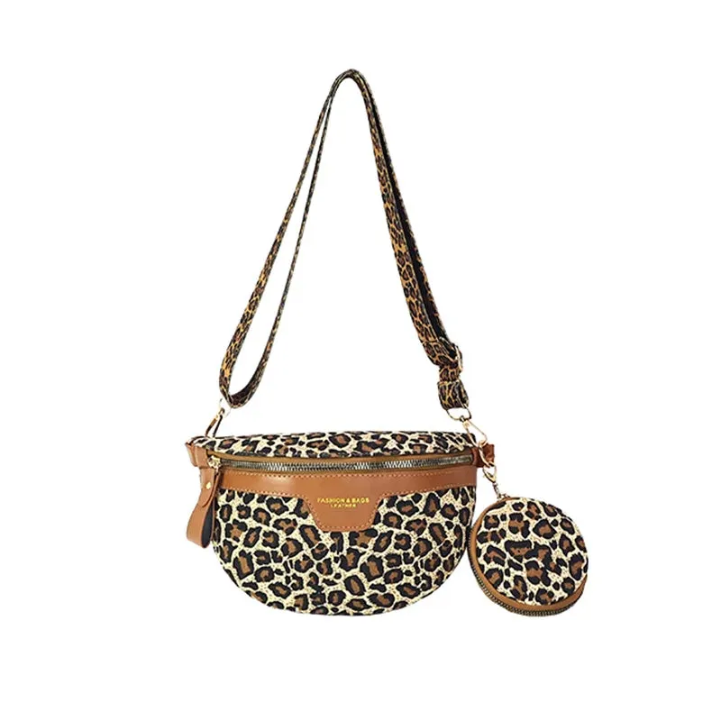 Retro Leopard Print Casual Chest Pack Waist Bags