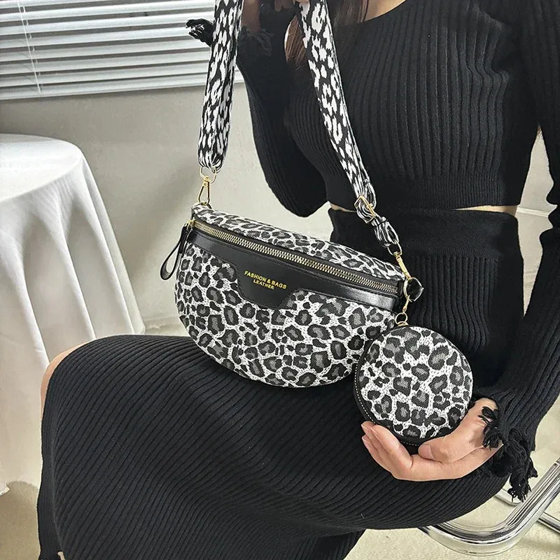 Retro Leopard Print Casual Chest Pack Waist Bags