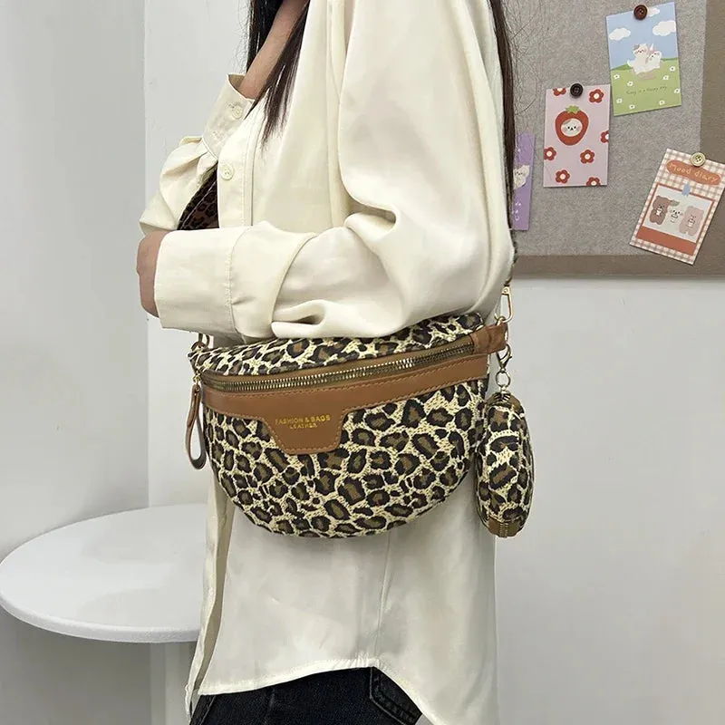 Retro Leopard Print Casual Chest Pack Waist Bags