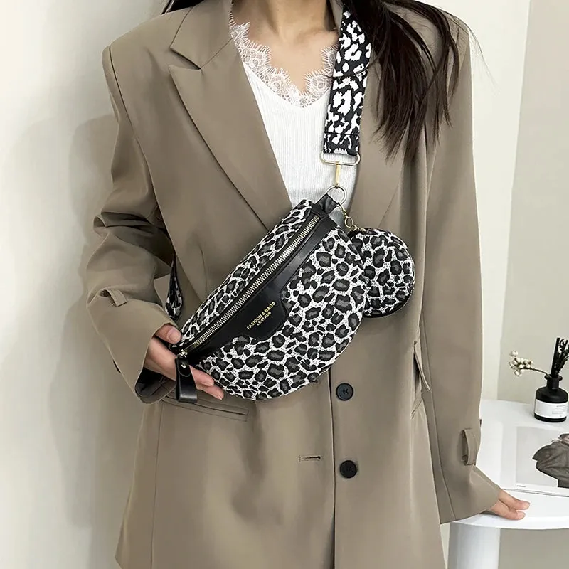 Retro Leopard Print Casual Chest Pack Waist Bags