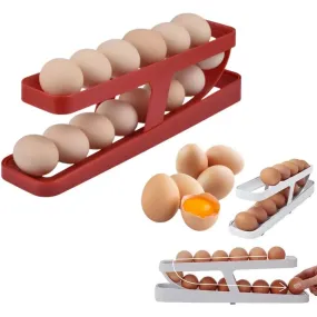 Roll-down refrigerator egg dispenser; Egg Rack Holder Storage Box; Egg Basket Container Organizer