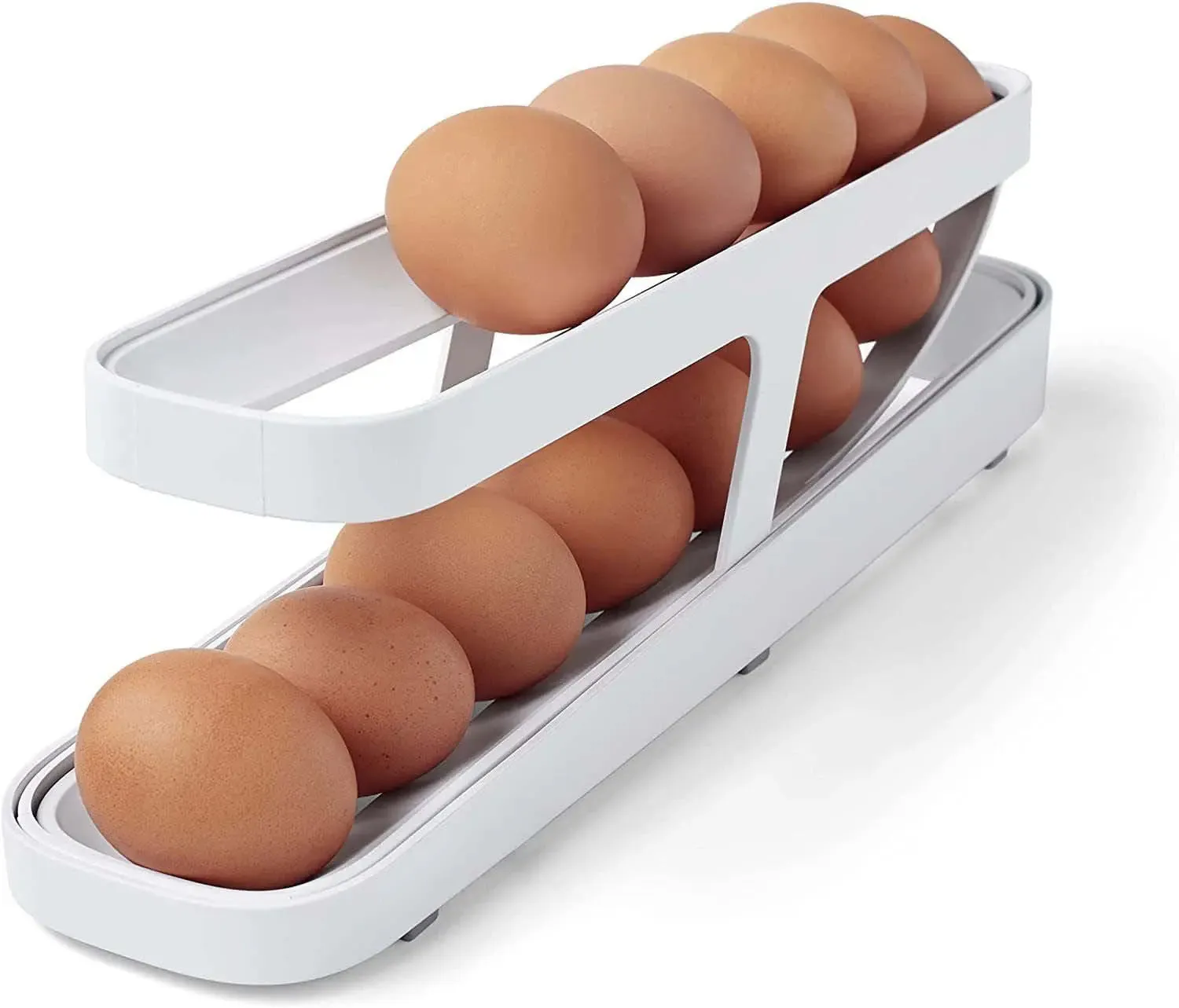 Roll-down refrigerator egg dispenser; Egg Rack Holder Storage Box; Egg Basket Container Organizer