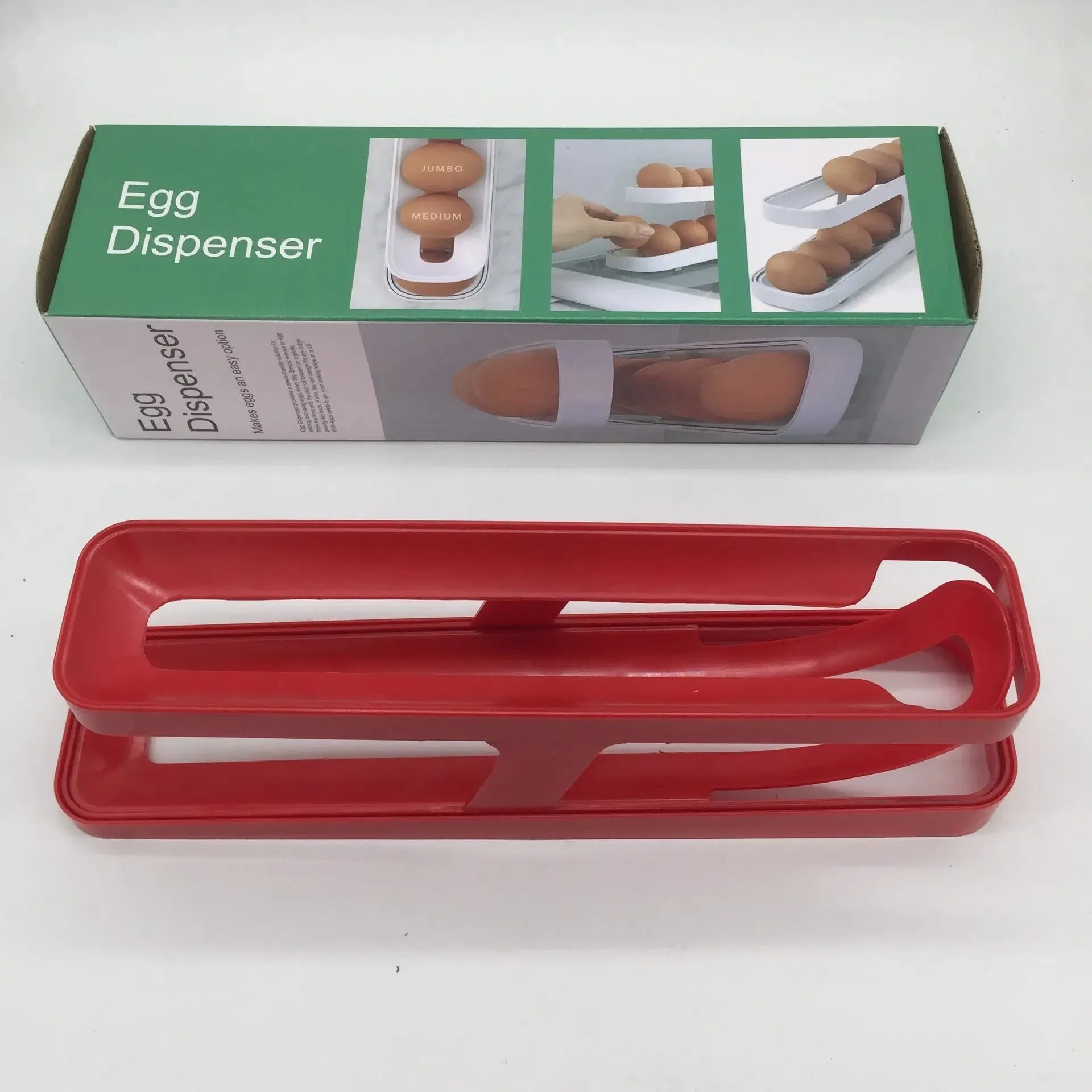 Roll-down refrigerator egg dispenser; Egg Rack Holder Storage Box; Egg Basket Container Organizer