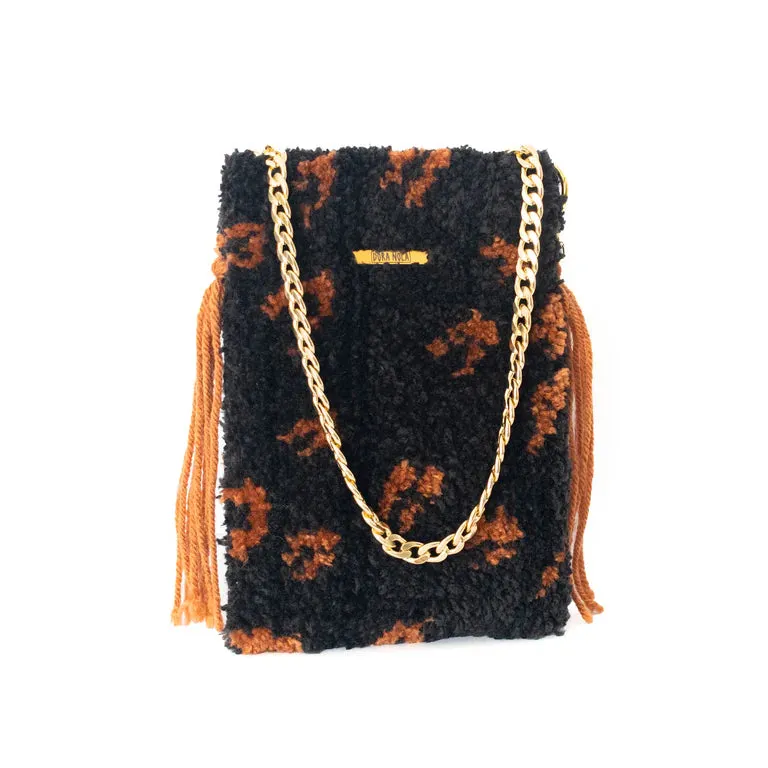 Romy Brown and Black Tufted Hip Bag by Dora Nola