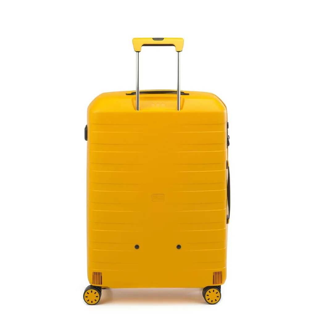 Roncato Box Young Medium 69cm Hardsided Spinner Suitcase Mustard Blue Sole