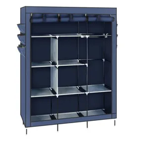 RONSHIN 69" Clothing Organizer Wardrobe Storage Closet Clothes Portable Wardrobe Navy Blue