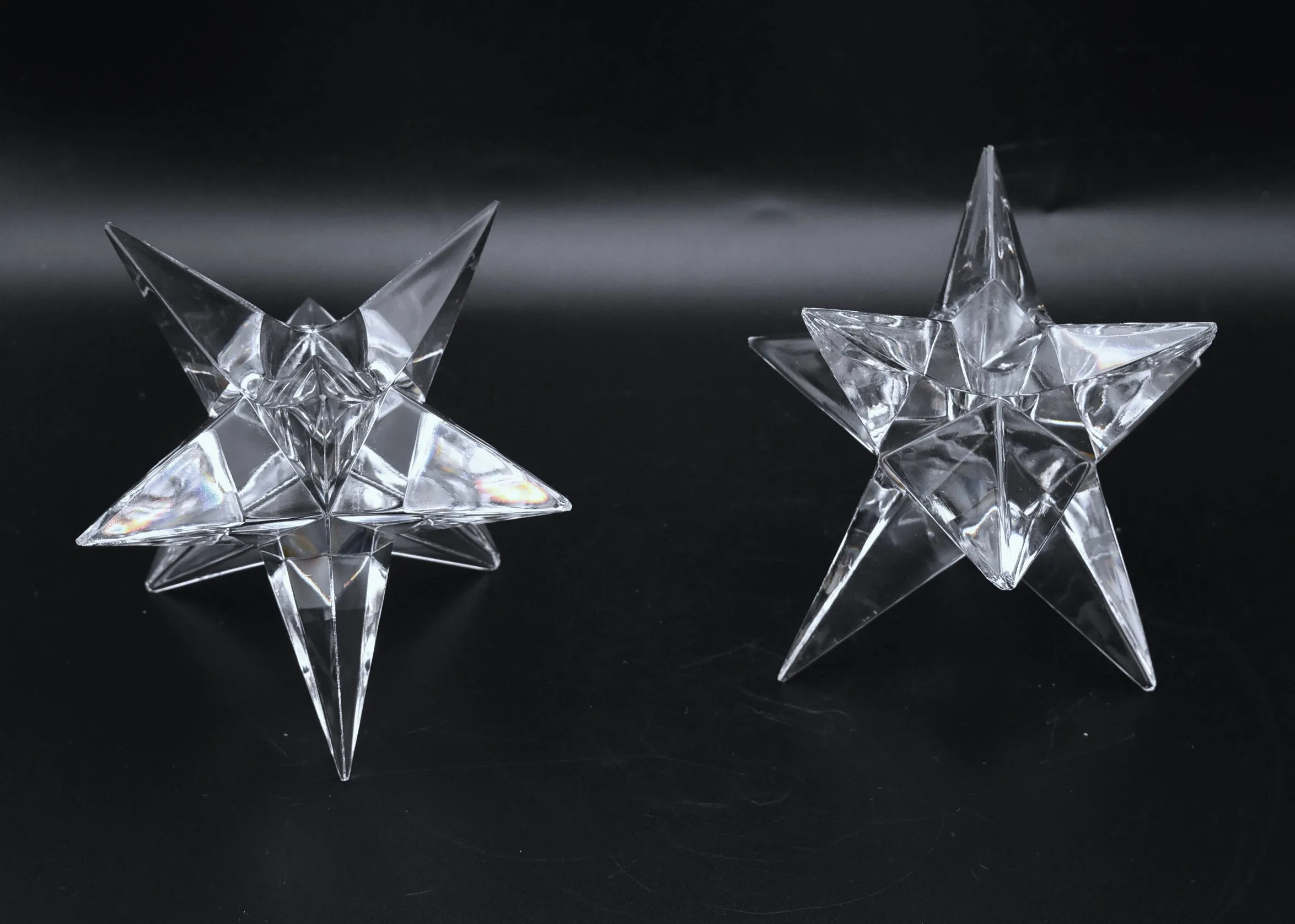 Rosenthal - Vintage Crystal Star Candle Holders Pair - AS IS