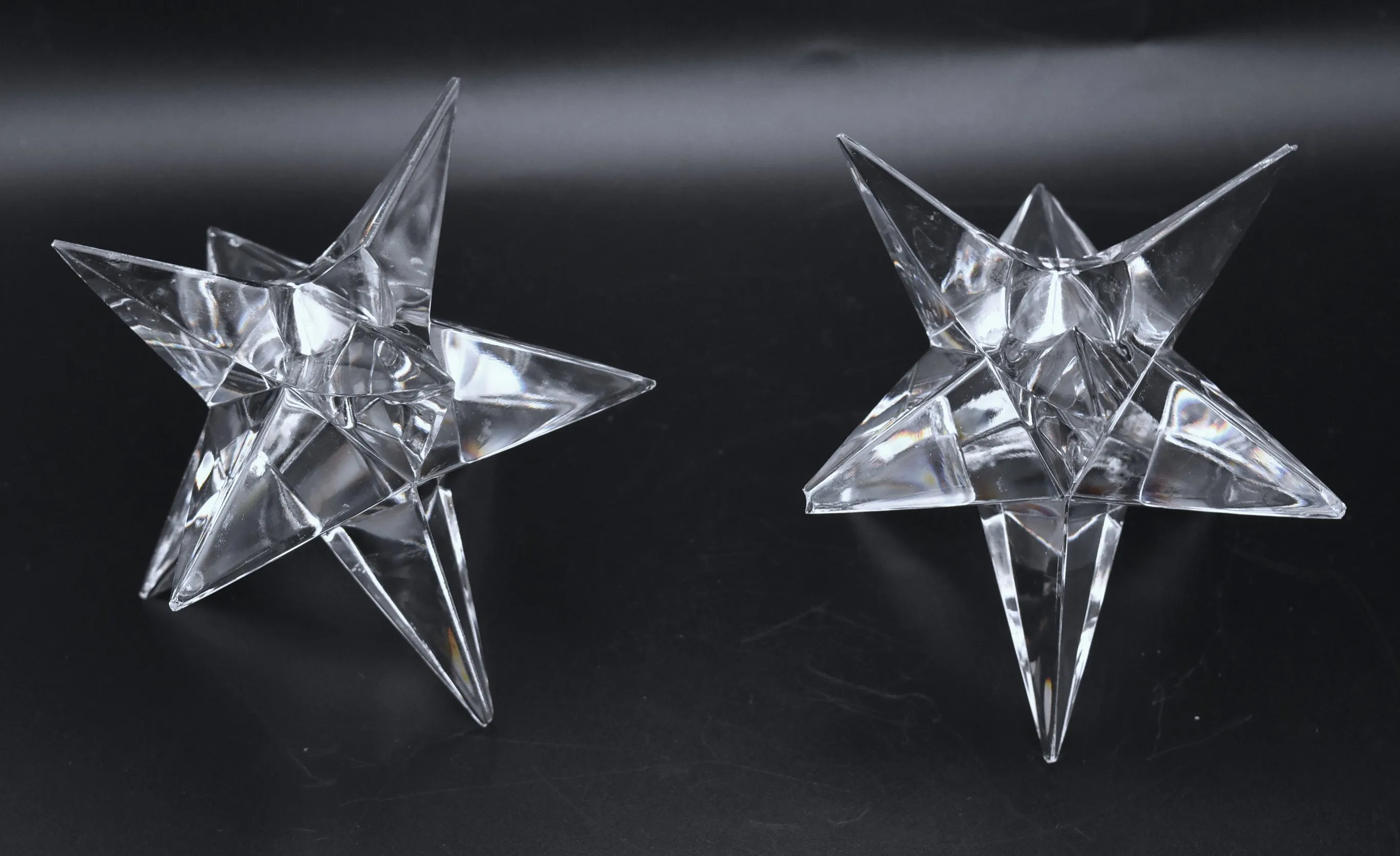 Rosenthal - Vintage Crystal Star Candle Holders Pair - AS IS