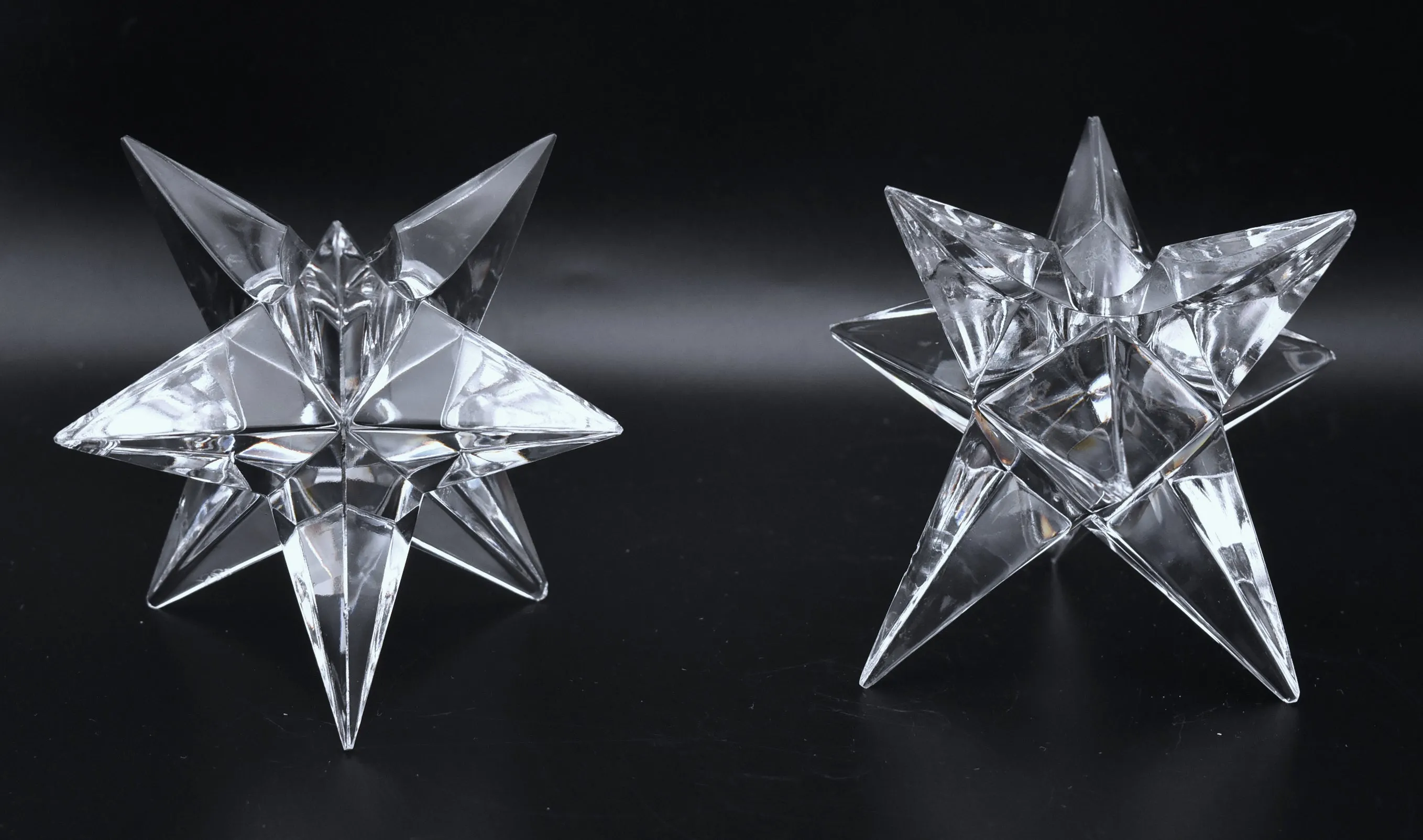 Rosenthal - Vintage Crystal Star Candle Holders Pair - AS IS